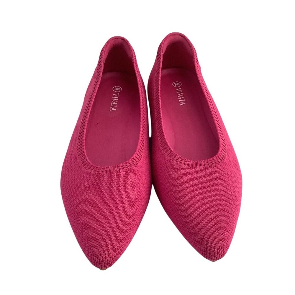 Vivaia Pointed Toe Ballet Flats Aria 5' women's 38.5 pink knitted comfort Pitata - Picture 1 of 7